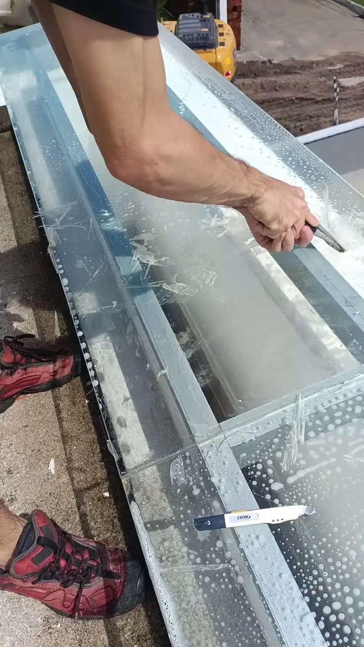 Aplicação da película refletiva 50 na claraboia