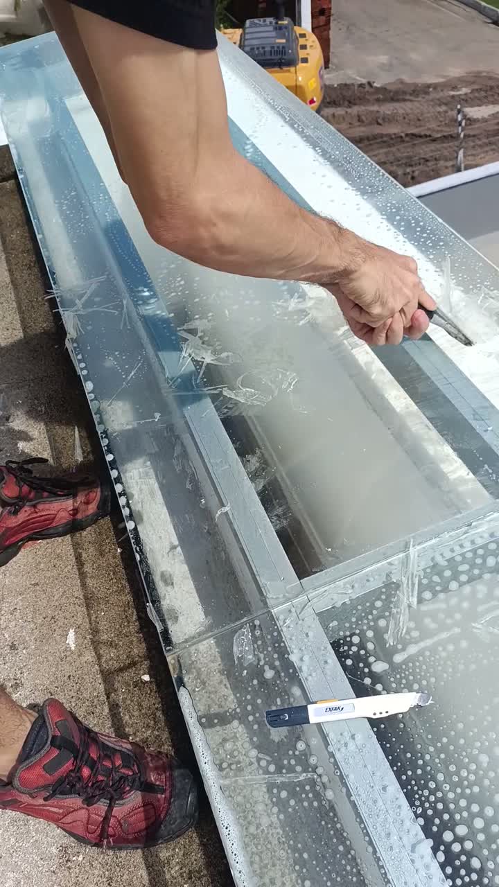 Aplicação da película refletiva 50 na claraboia